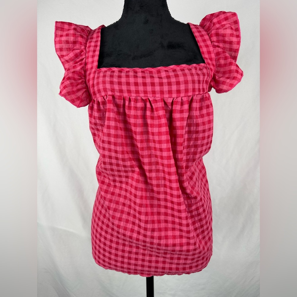 TEMU Plaid Square Neck Plus Size Blouse